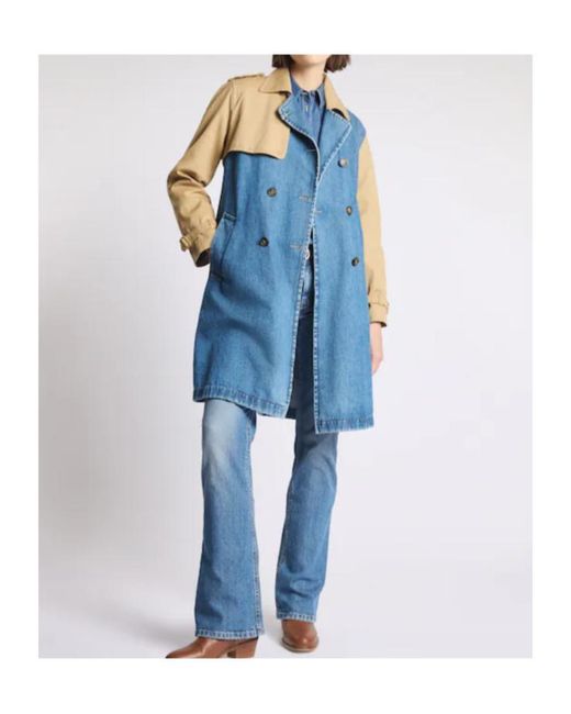 Fay Blue Belted Panelled Coat