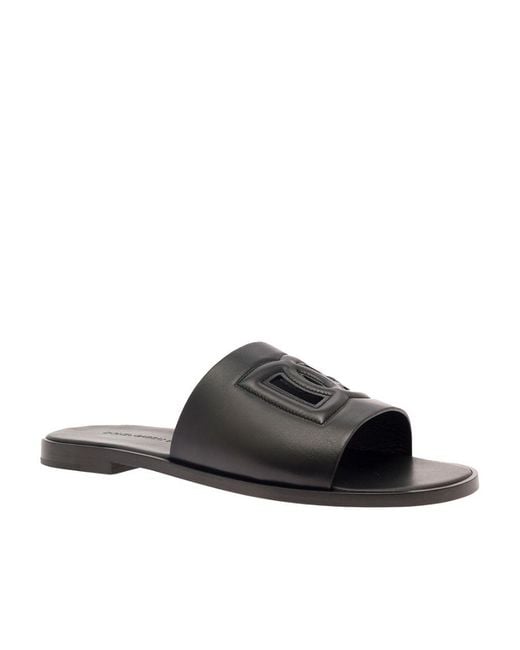 Dolce & Gabbana Black Dg Cut-Out Detailed Slides for men