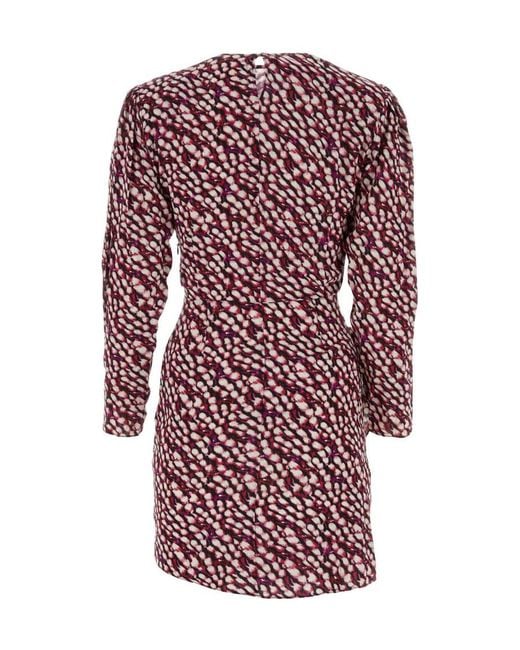 Isabel Marant Red Isabel Marant Étoile Dulce Ruched Detailed Mini Dress