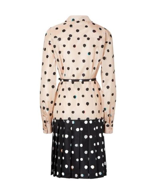 Fendi White Falena Dots Printed Beted Midi Shirt Dress