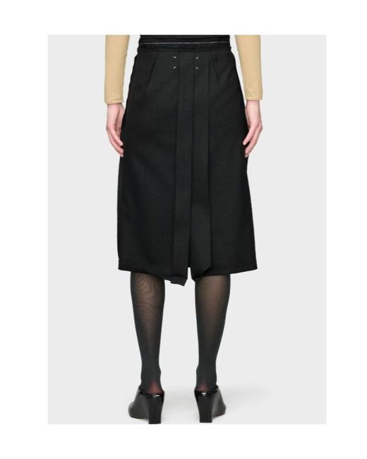 Maison Margiela Black Raw-Edge Midi Skirt