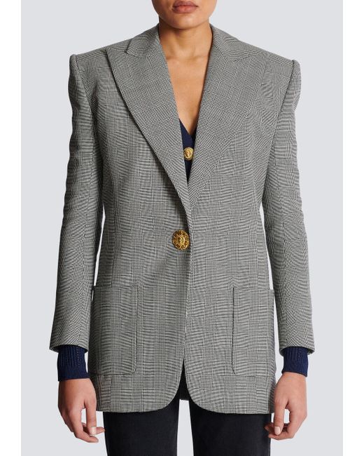 Balmain Gray 1-Button Jacket