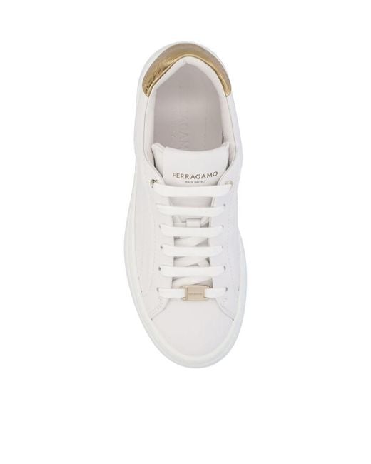 Ferragamo White Ferragamo Logo Embossed Sneakers