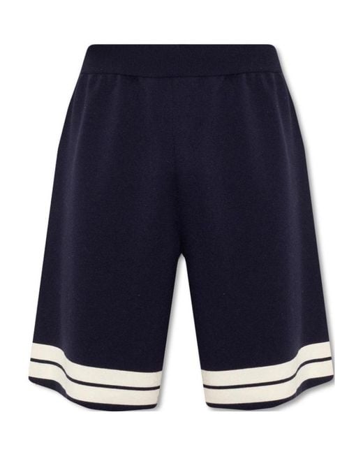 Palm Angels Blue Horizontal-Stripe Print Shorts for men