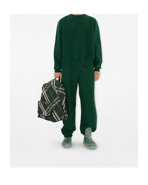 Burberry Green Shield Checkered Woven Zipped Backpack for men