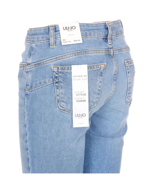 Liu Jo Blue Logo Patch Flared Jeans