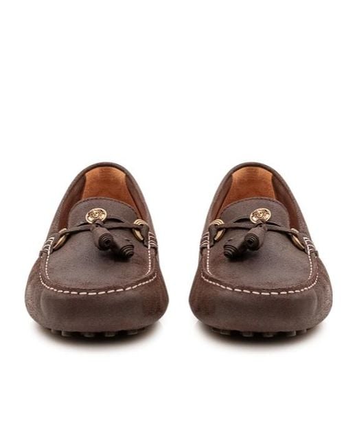 Versace Brown Robin Suede Driver Shoes for men