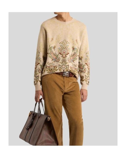 Etro Natural Paisley Jacquard Knitted Jumper for men