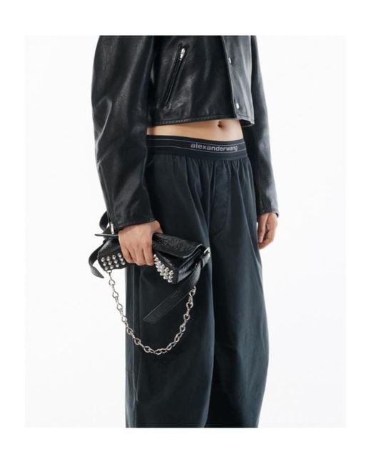 Alexander Wang Black Logo Waistband Mid-Waisted Pants