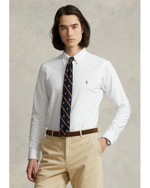 Polo Ralph Lauren White Pony Embroidered Oxford Shirt for men
