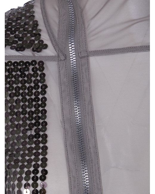 Rick Owens Black Sequinned Zipped Top