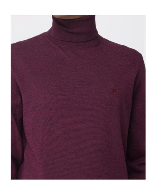 Etro Purple Roll-Neck Embroidered Top for men