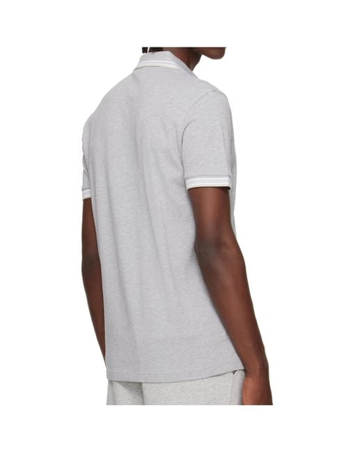 Boss White Striped-Collar Polo Shirt for men