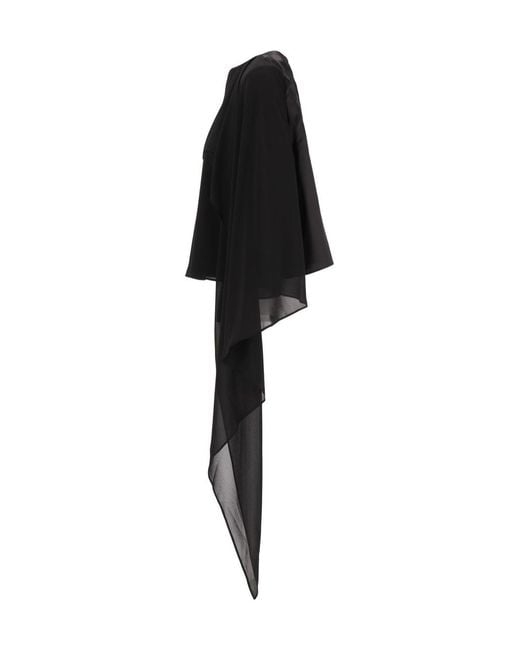 MM6 by Maison Margiela Black Asymmetric Draped-Panel Blouse