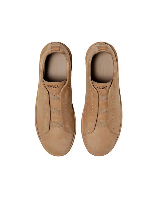 Zegna Brown Triple Stitch Sneakers for men