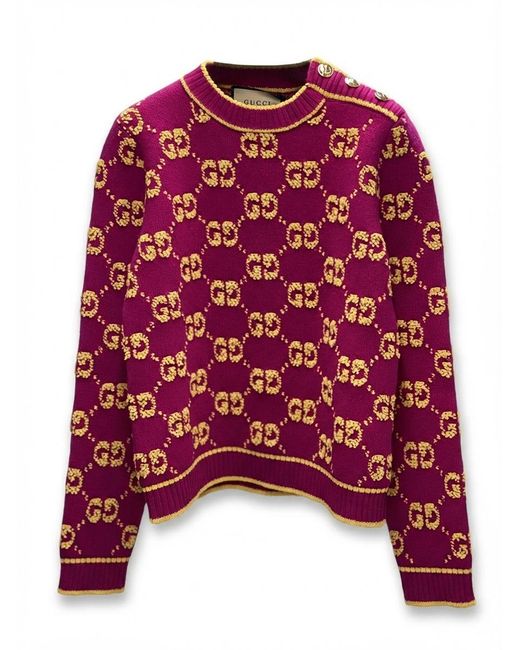 Gucci Red Logo Knitted Wool Sweater