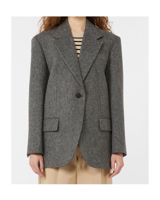 Weekend by Maxmara Gray Single-Breasted Tailored Blazer