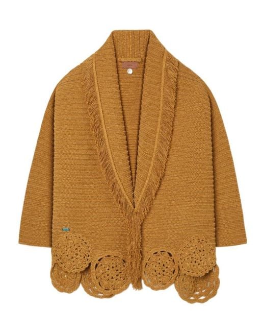 Alanui Brown Island Memories Crochet Cardigan