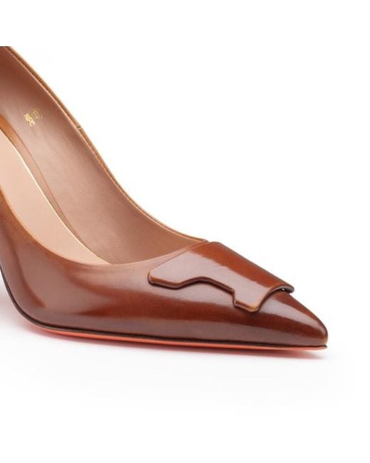 Santoni Brown Sibil 85 Pointed Heeled Pumps