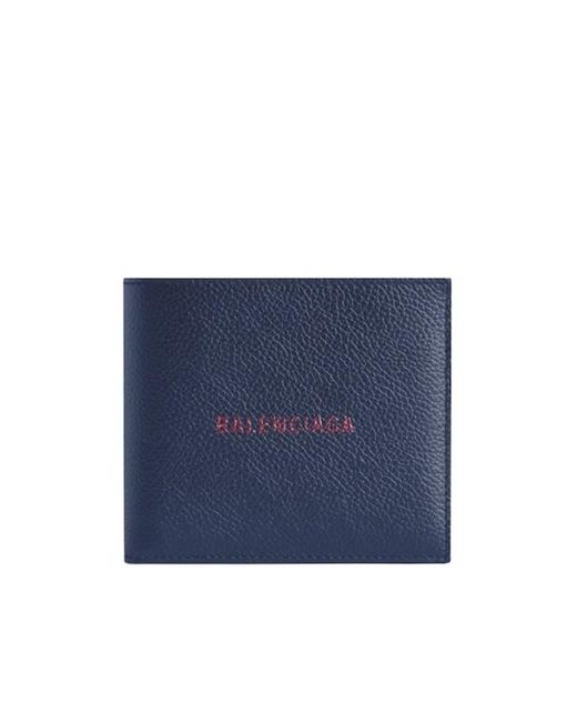 Balenciaga Blue Logo Printed Bifold Wallet for men