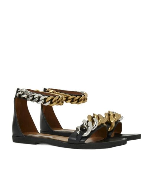 Stella McCartney Black Chain Link Falabella Flat Sandals