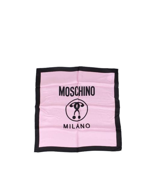 Moschino Logo Letter Question Mark Printed Silk Scarf in Pink for Men ...