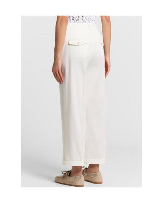 Peserico White Cuffed Straight-Leg Pants