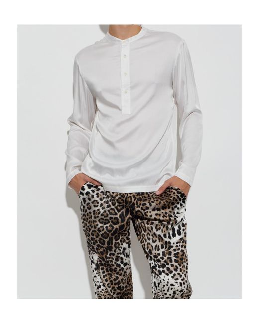 Tom Ford White Silk-Blend Pajama Shirt for men