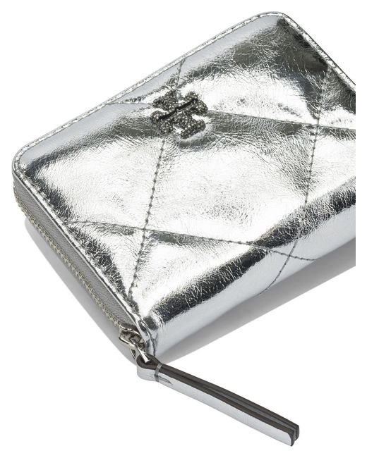 Tory Burch White Quilted Zipped Card Holder