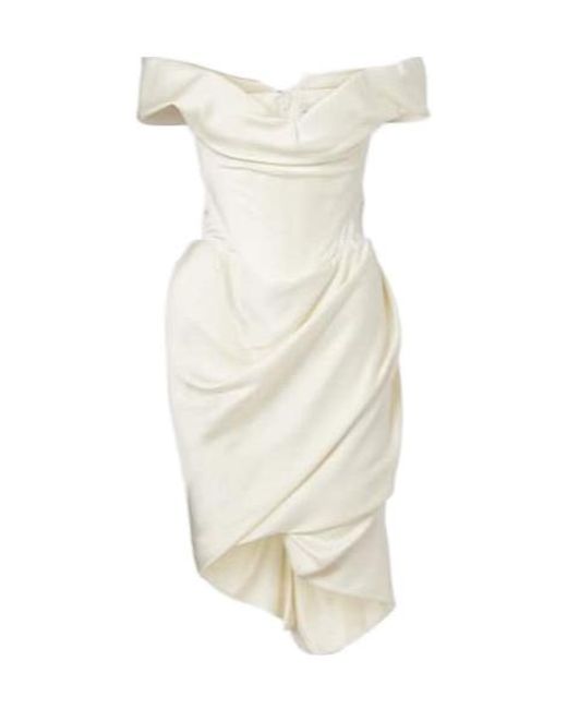Vivienne Westwood White Nova Cora Draped Satin Minidress