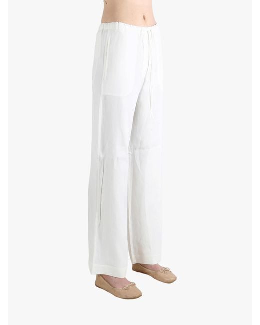Totême White Totême Drawstring Wide Leg Trousers