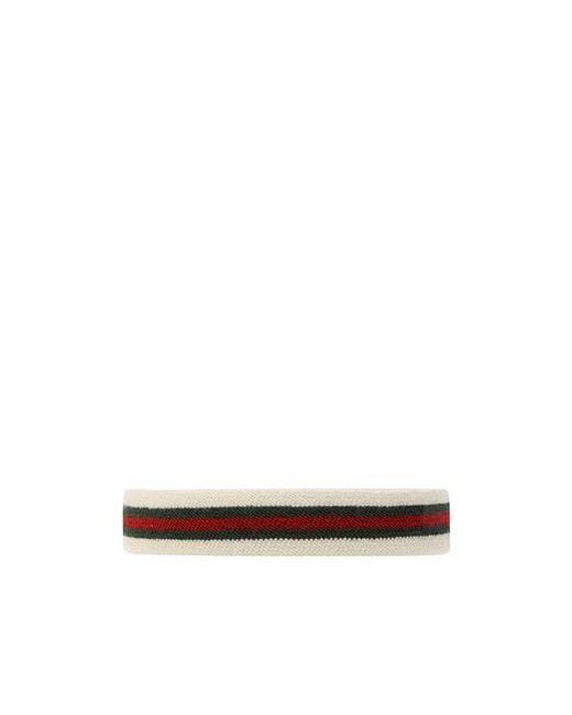 Gucci White Classic Striped Scarf