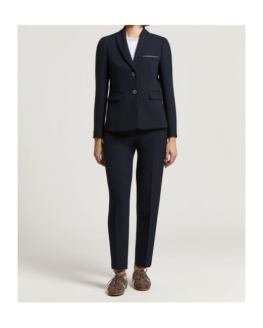 Peserico Blue Single-Breasted Tailored Blazer