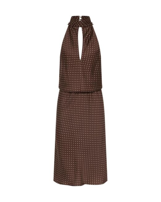 Posse Brown Phoebe Polka-Dot Pattern Midi Dress