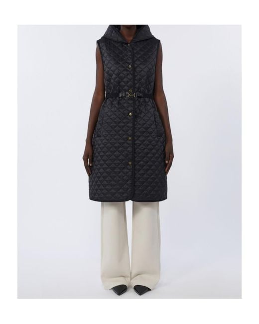 Max Mara Black The Cube Mtccamille Quilted Long Gilet