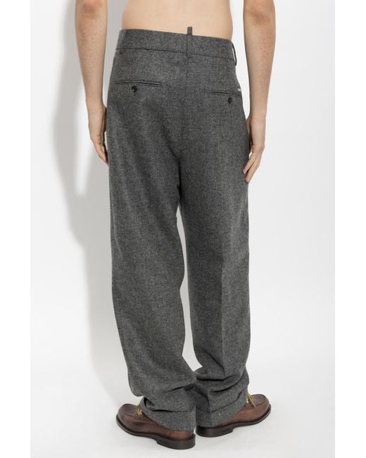 DSquared² Gray Tweed2 Wide-Pleat Pants for men
