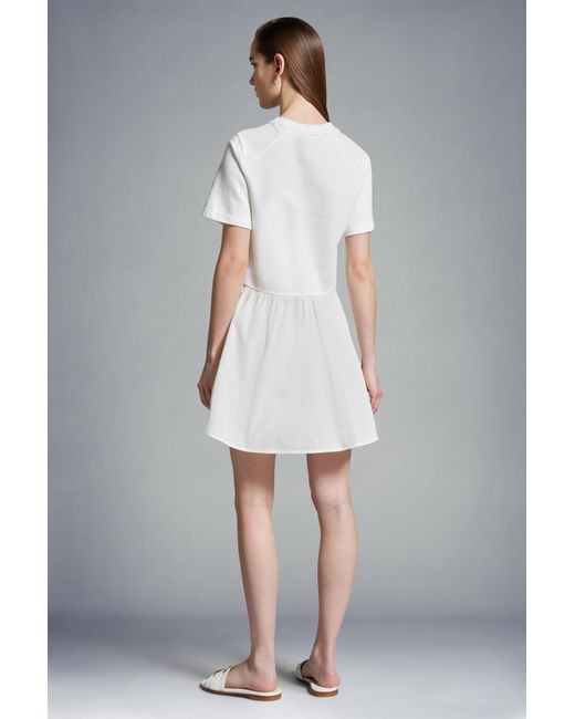 Moncler White Slim Fit Flared Mini Dress
