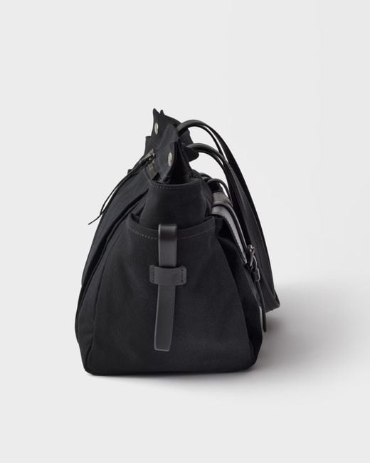 Prada Black Route Canvas And Leather Tote Bag for men