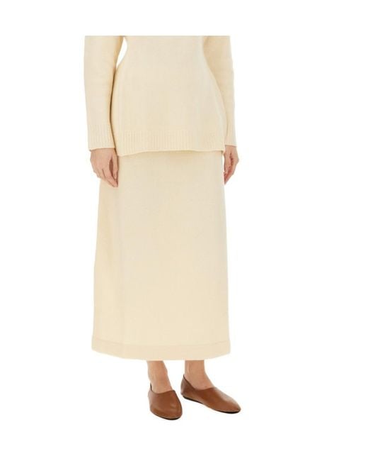 Jil Sander Natural High Low Hem Midi Skirt