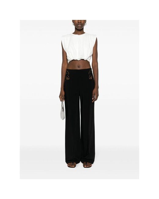 Stella McCartney Black Broderie-Anglaise Wide-Leg Tailored Trousers