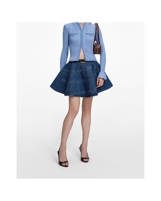Self-Portrait Blue Flared-Sleeve Cardigan