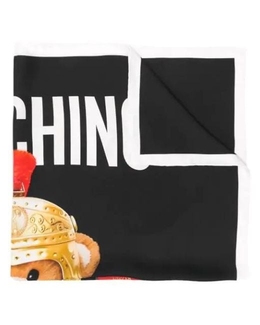 Moschino Black Roman Bear Printed Scarf