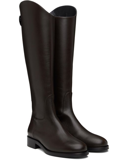 Aeyde Black Zip-Fastening Leather Knee-High Boots