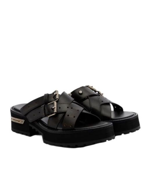 Balenciaga Black Platform Slippers