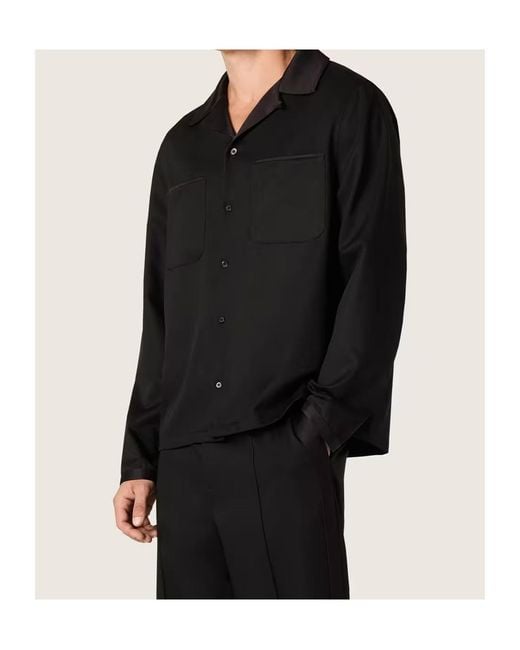 Golden Goose Deluxe Brand Black Satin Detailed Shirt for men