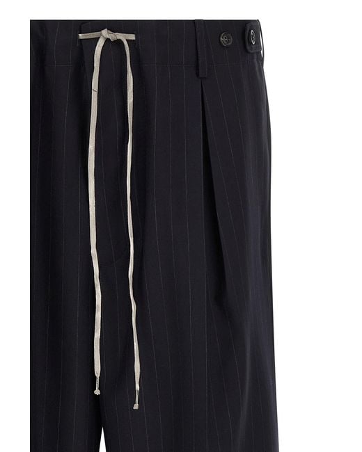 Maison Margiela Blue Pinstripe Drawstring Pleated Trousers for men