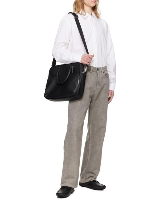 Boss Black Logo-Debossed Leather Laptop Bag for men
