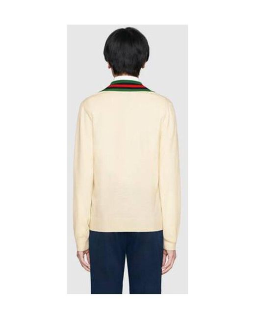 Gucci White V-Neck Knit Jumper for men