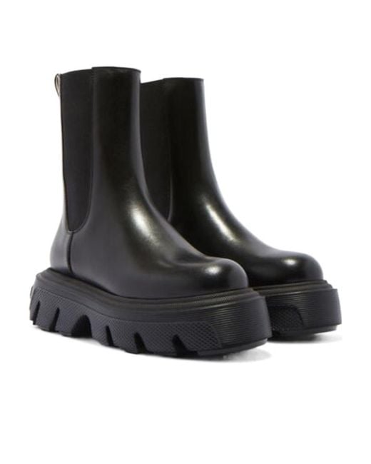 Casadei Black Generation C Round Toe Ankle Boots