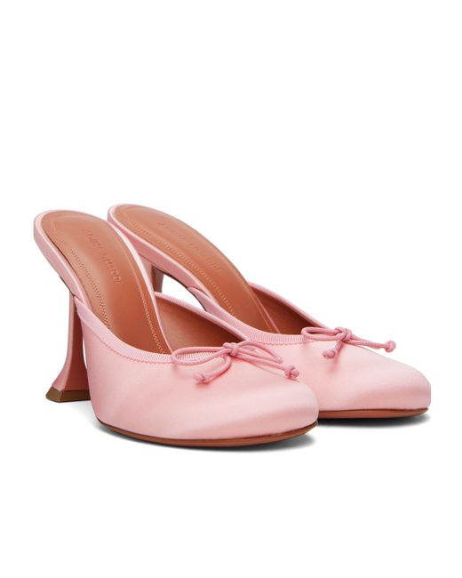 AMINA MUADDI Pink Lila Bow-Tie High-Heeled Mules